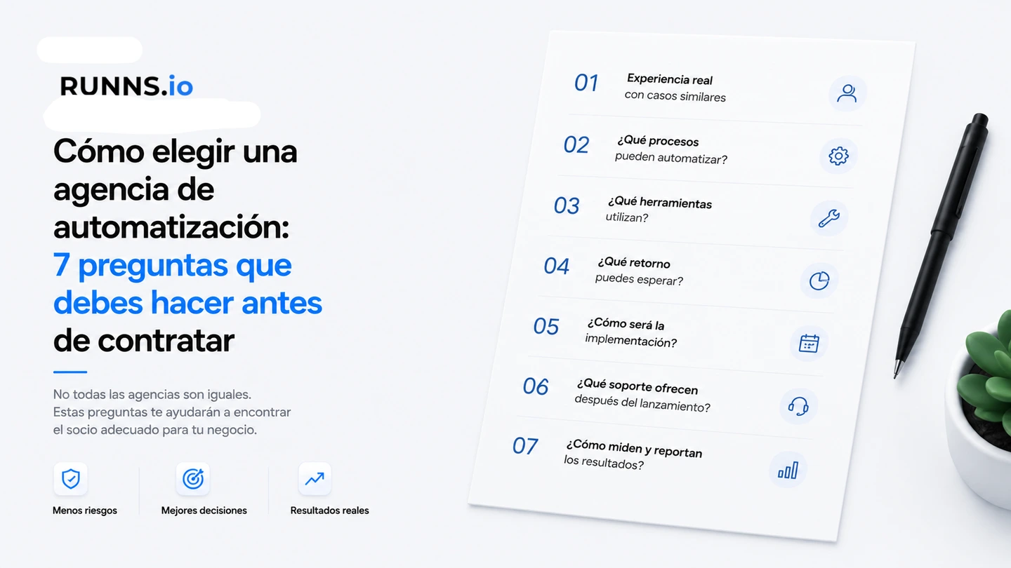 Cómo elegir una agencia de automatización: 7 preguntas que debes hacer antes de contratar